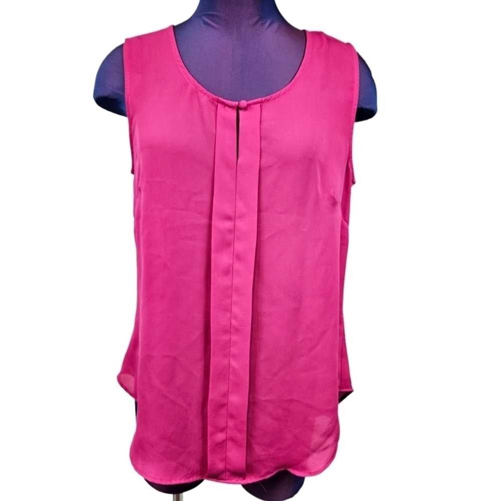Laundry by Shelli Segal Hot Pink Sleeveless Chiffon Blouse Size‎ Medium Women
